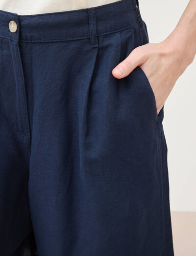 Short taille haute bleu marine femme