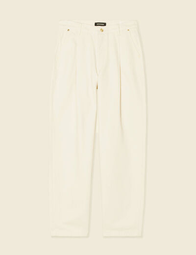 Jeans large taille haute denim blanc femme
