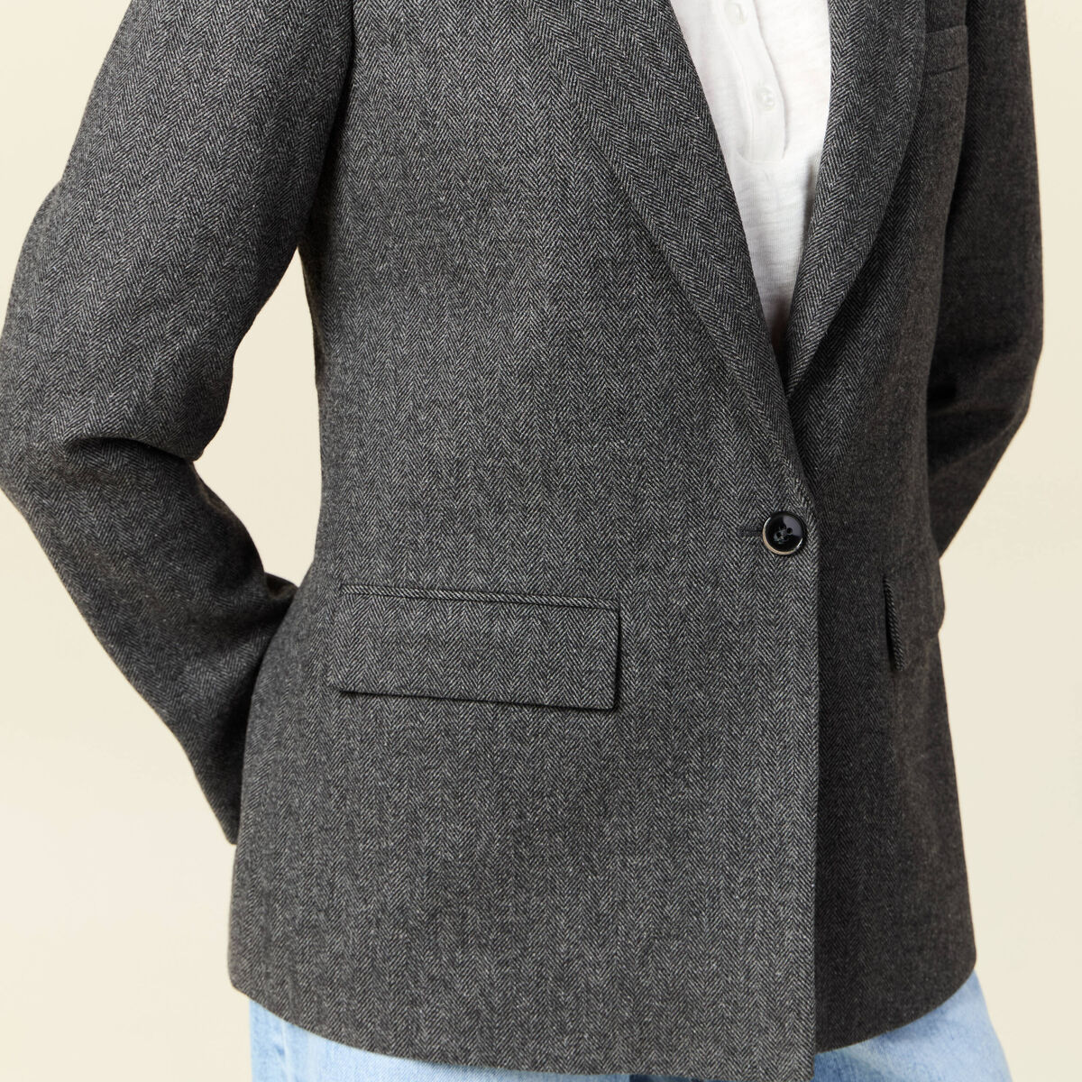 Veste blazer ajustée gris foncé femme