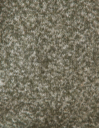 Pull droit tweed manches longues vert kaki homme