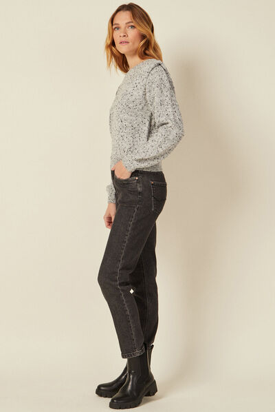 Pull manches longues gris clair femme