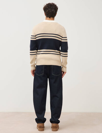 Pull manches longues en coton beige homme
