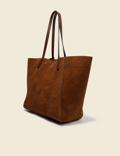 Cabas bandouli&egrave;re avec doublure marron fonc&eacute; femme
