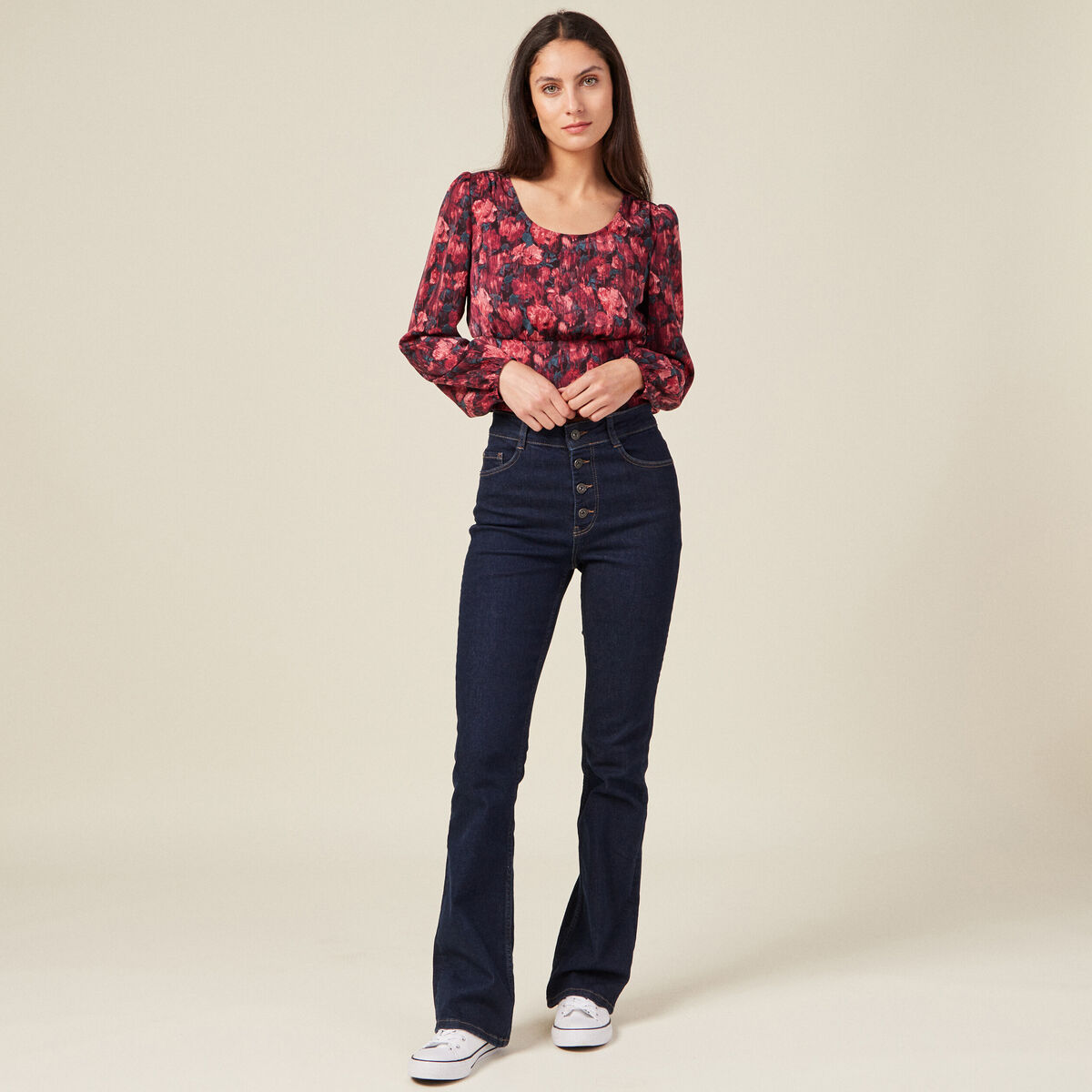 T-shirt manches longues satin noir femme