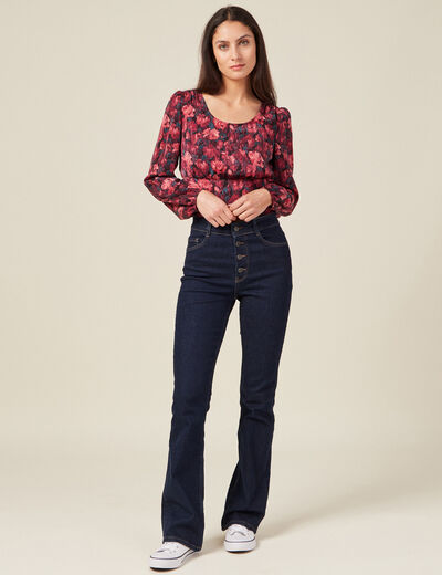 T-shirt manches longues satin noir femme