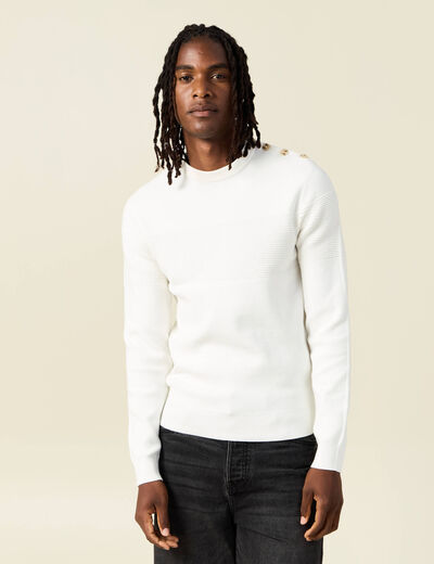 Pull éco-responsable ecru homme