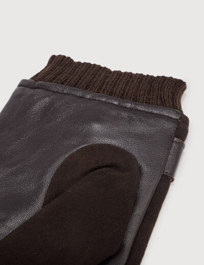 Gants en cuir avec doublure marron homme