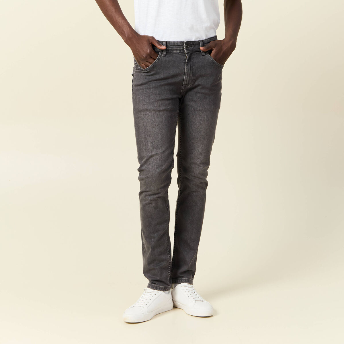Jeans slim éco-responsable denim gris homme