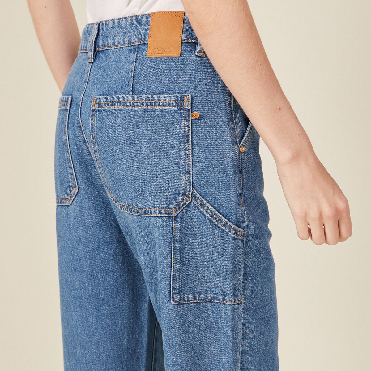 Jeans slouchy taille haute denim stone femme