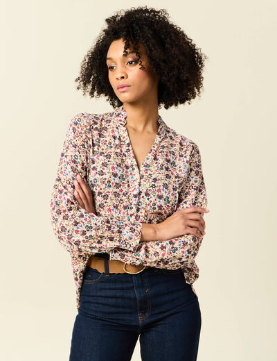 Blouse manches longues creme femme