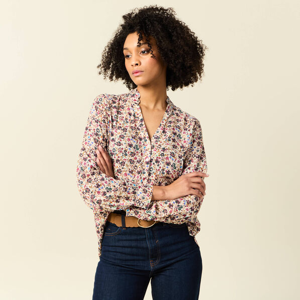 Blouse manches longues creme femme