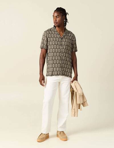 Chemise manches courtes beige homme
