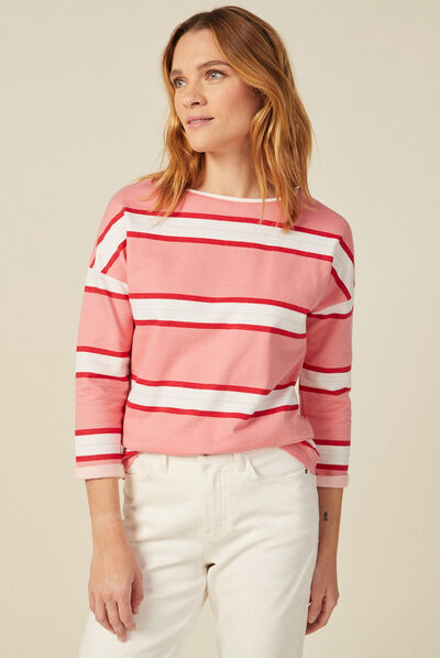 Sweat manches 3/4 rose femme