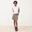 Pull droit cropped sans manches creme femme