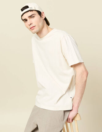 T-shirt ample en coton manches courtes ecru homme