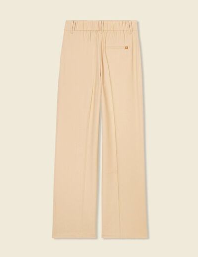 Pantalon city large à pinces beige femme