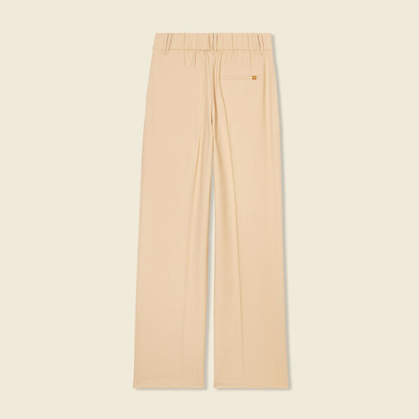 Pantalon city large à pinces beige femme