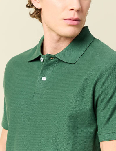 Polo cintr&eacute; manches courtes vert homme
