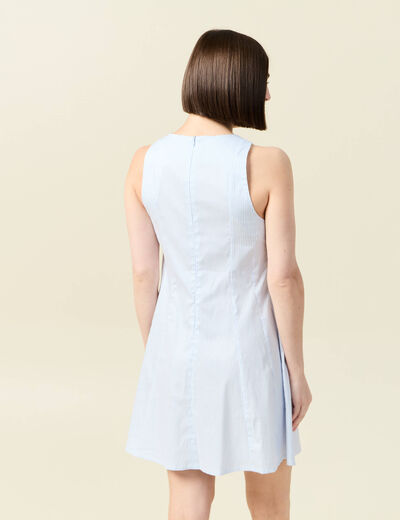 Robe sans manches col montant ecru femme