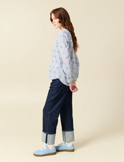 Chemise manches longues bleu ciel femme