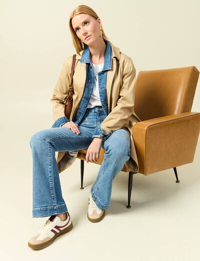 Jeans flare 7/8&egrave;me denim stone femme