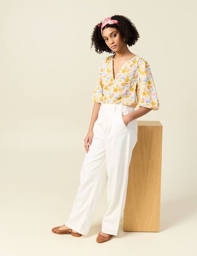 Blouse manches courtes multicolore femme