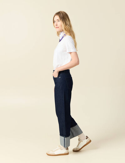 Jeans large 7/8ème denim brut rinse femme
