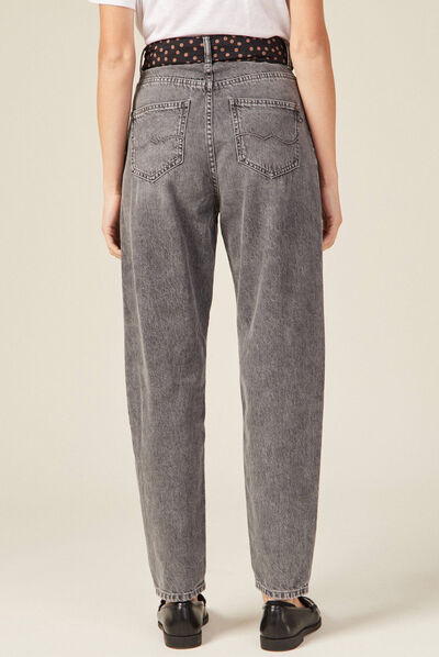 Jeans slouchy ceinturé denim snow gris femme