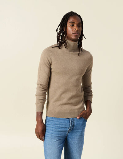 Pull manches longues taupe homme