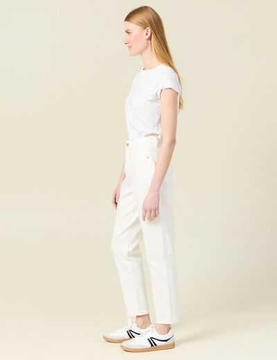 Jeans mom 7/8ème denim blanc femme
