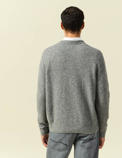 Pull manches longues col rond gris homme