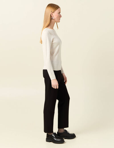 Pull manches longues ajouré creme femme