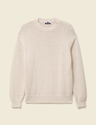 Pull col rond manches longues en coton sable homme