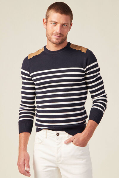 Pull manches longues bleu foncé homme
