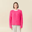 Pull manches longues col rond rose femme