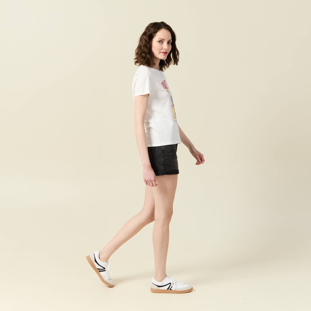 T-shirt manches courtes ecru femme