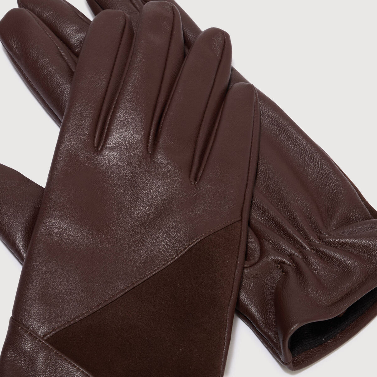 Gants en cuir marron fonc&eacute; femme