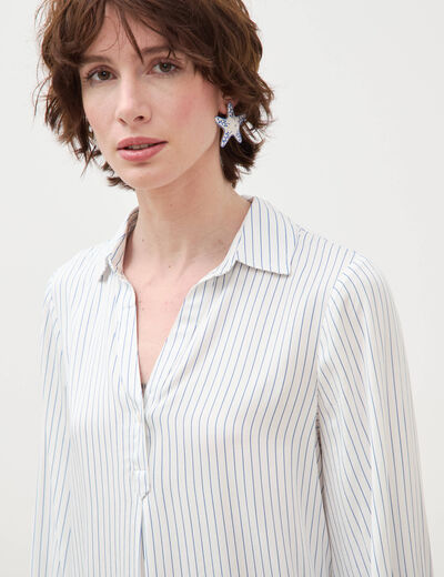Blouse manches longues bleu femme