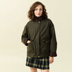 Parka oversize courte col classique vert kaki femme