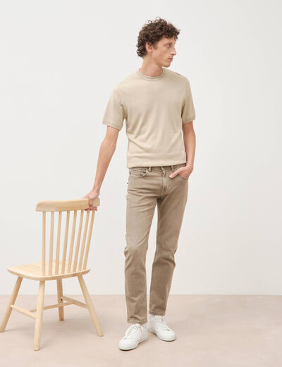 Jeans straight longueur 32 denim denim beige homme