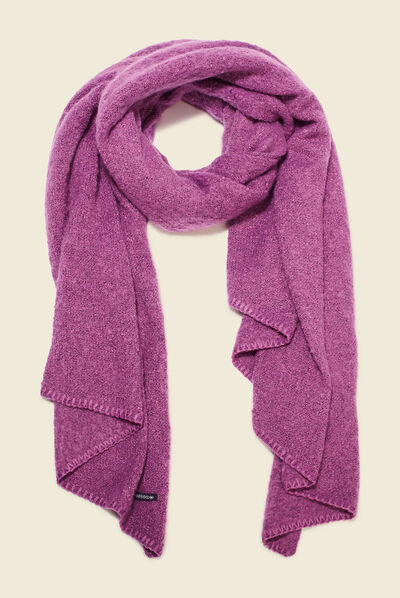 Écharpe maille duveteuse violet femme