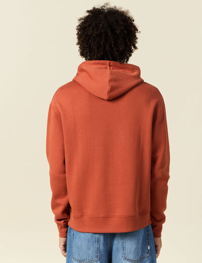 Sweat à capuche marron cognac homme
