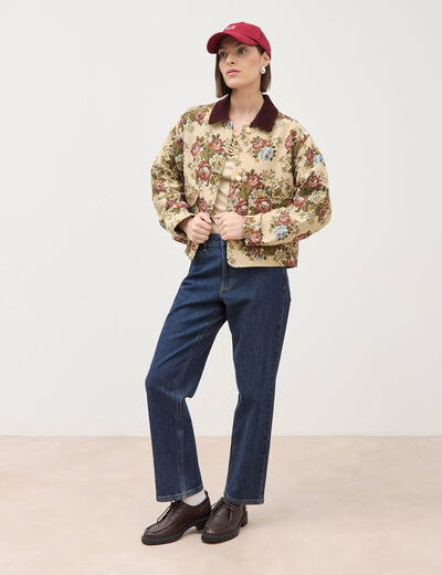 Veste manches longues doubl&eacute;e beige femme