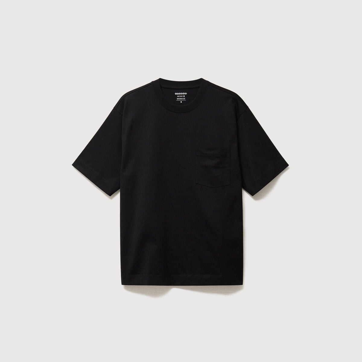 T-shirt droit en coton col ras du cou noir homme