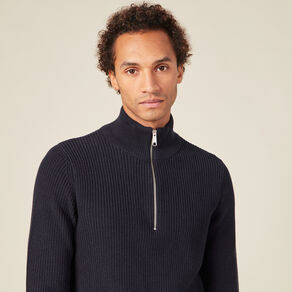 Pull manches longues bleu marine homme