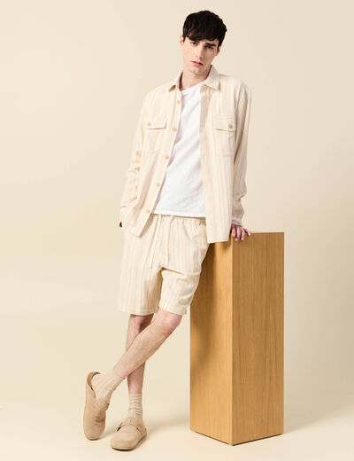Short droit en tricot ecru homme