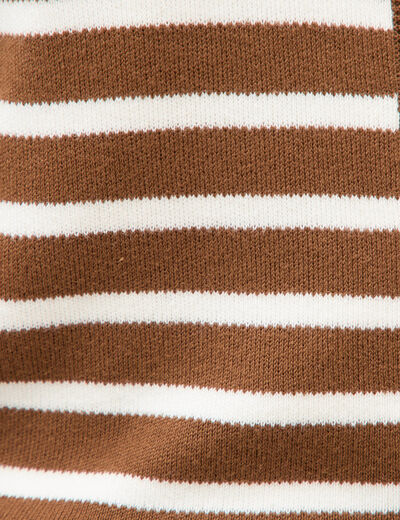 Gilet manches longues col rond en coton marron femme