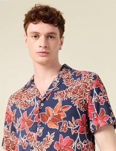 Chemise manches courtes bleu marine homme