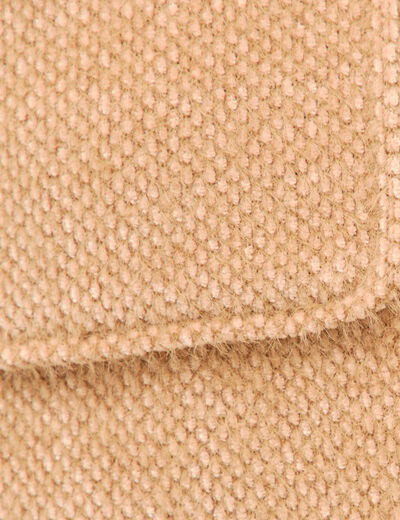 Gilet droit manches longues col mao camel femme