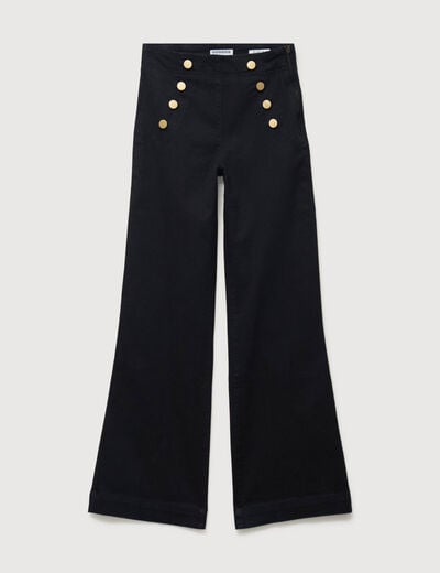 Jeans bootcut taille haute 7/8&egrave;me denim noir femme